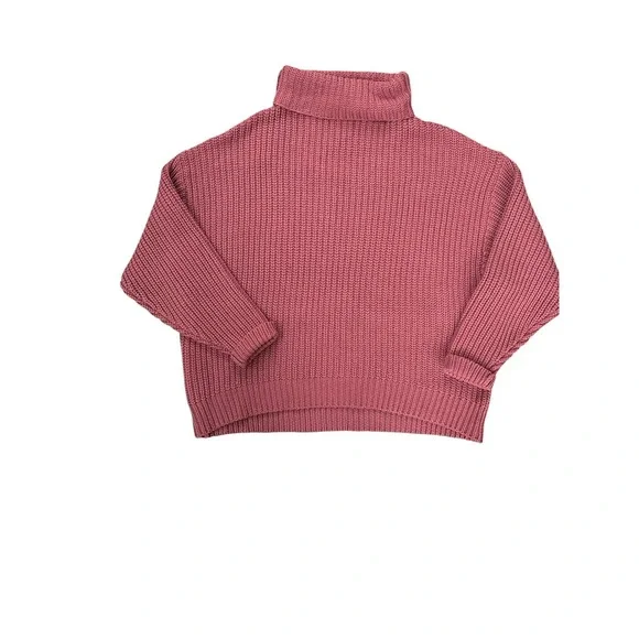 Free People Swim Too Deep Oversized Chunky Knit Mock Sweater Small‎ Marsala Pink - Picture 4 of 7